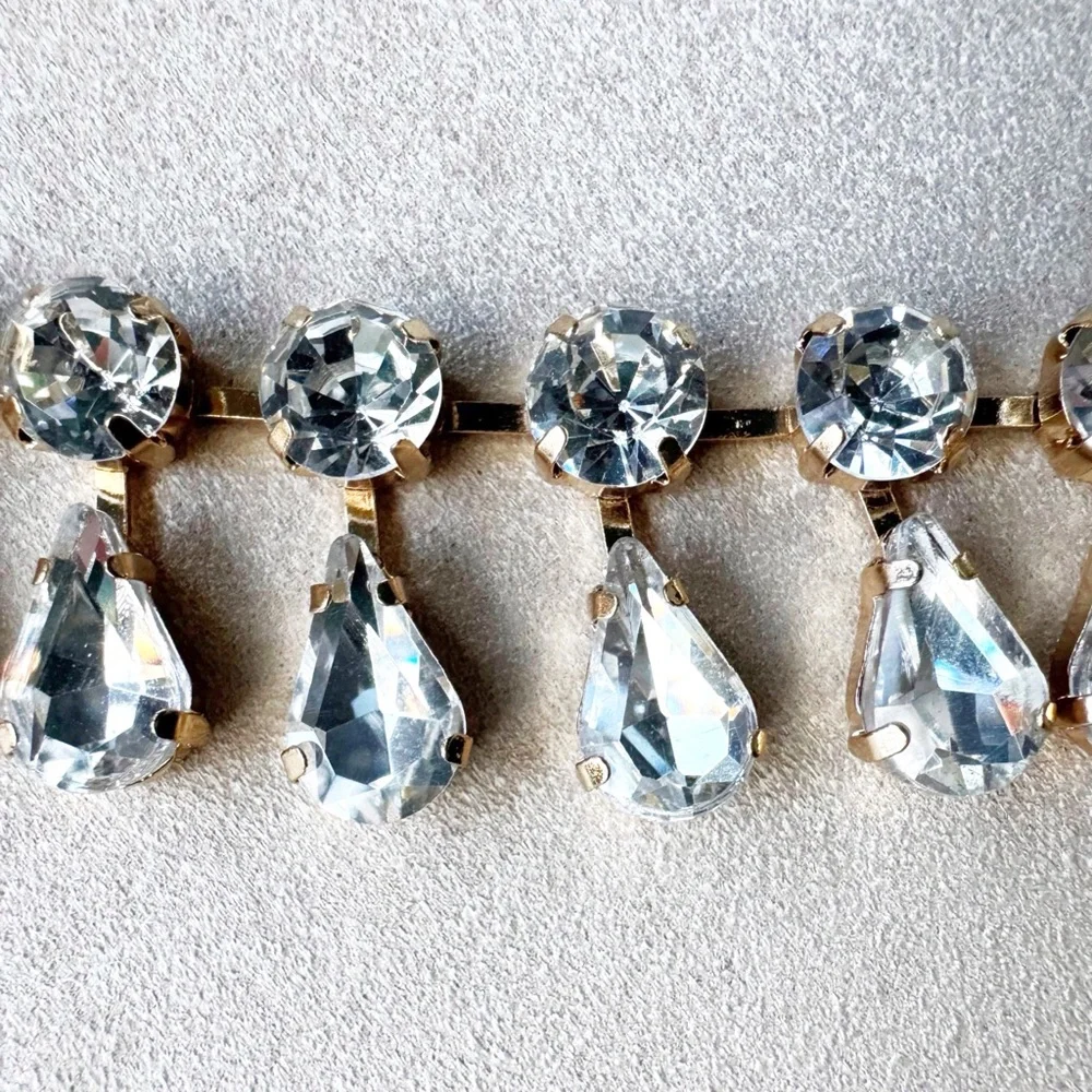 Anthropologie Clear Rhinestone Teardrop Necklace - Picture 8 of 16